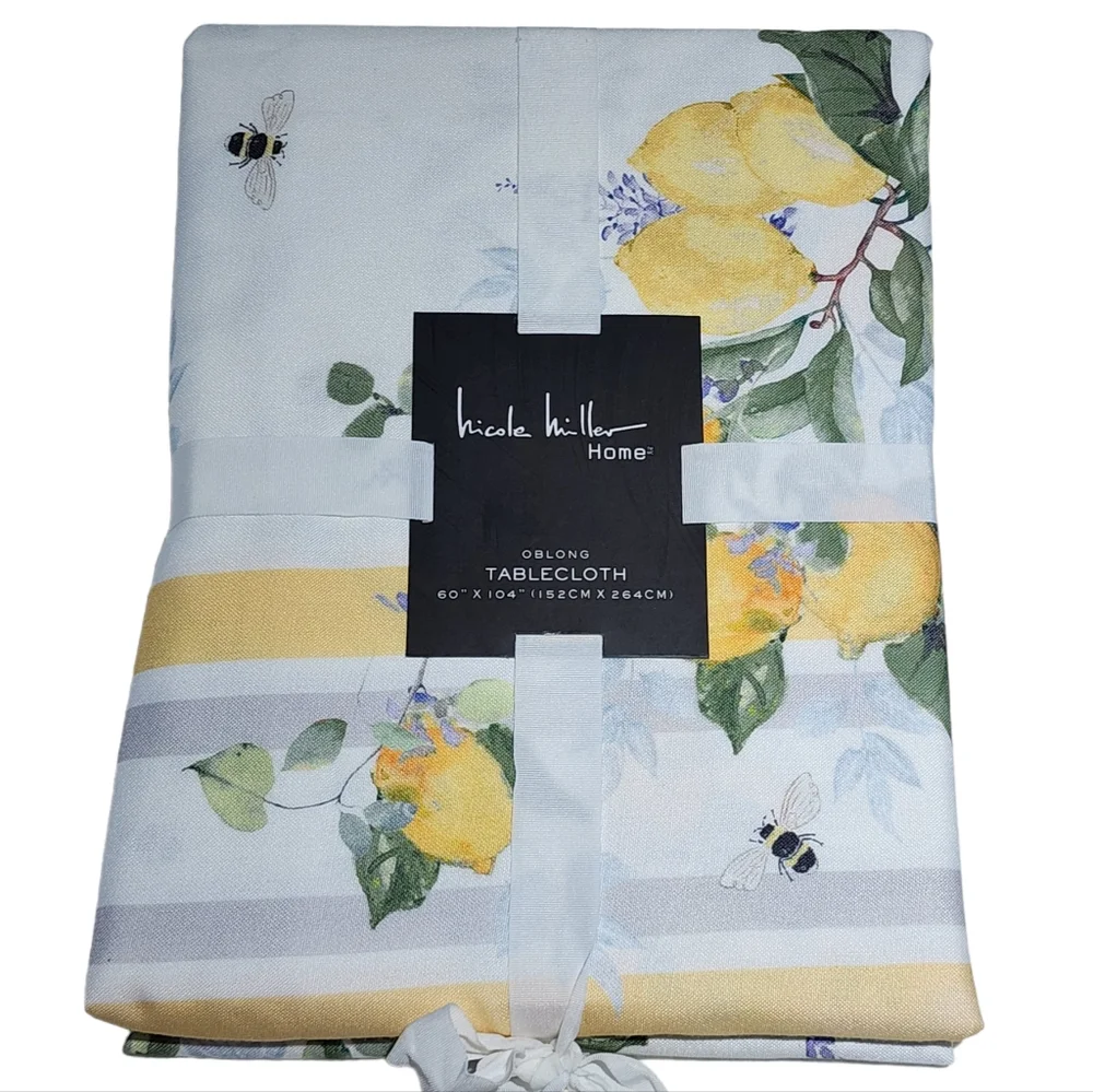 Nicole Miller Home‎ Lemons And Flowers Shabby Chic Tablecloth 60x104 Oblong